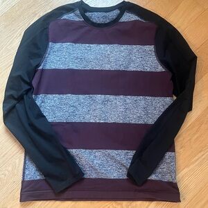 lululemon athletica Men's Long Sleeve Shirt - Black and Maroon